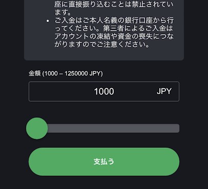 ボンズカジノ銀行振込入金３